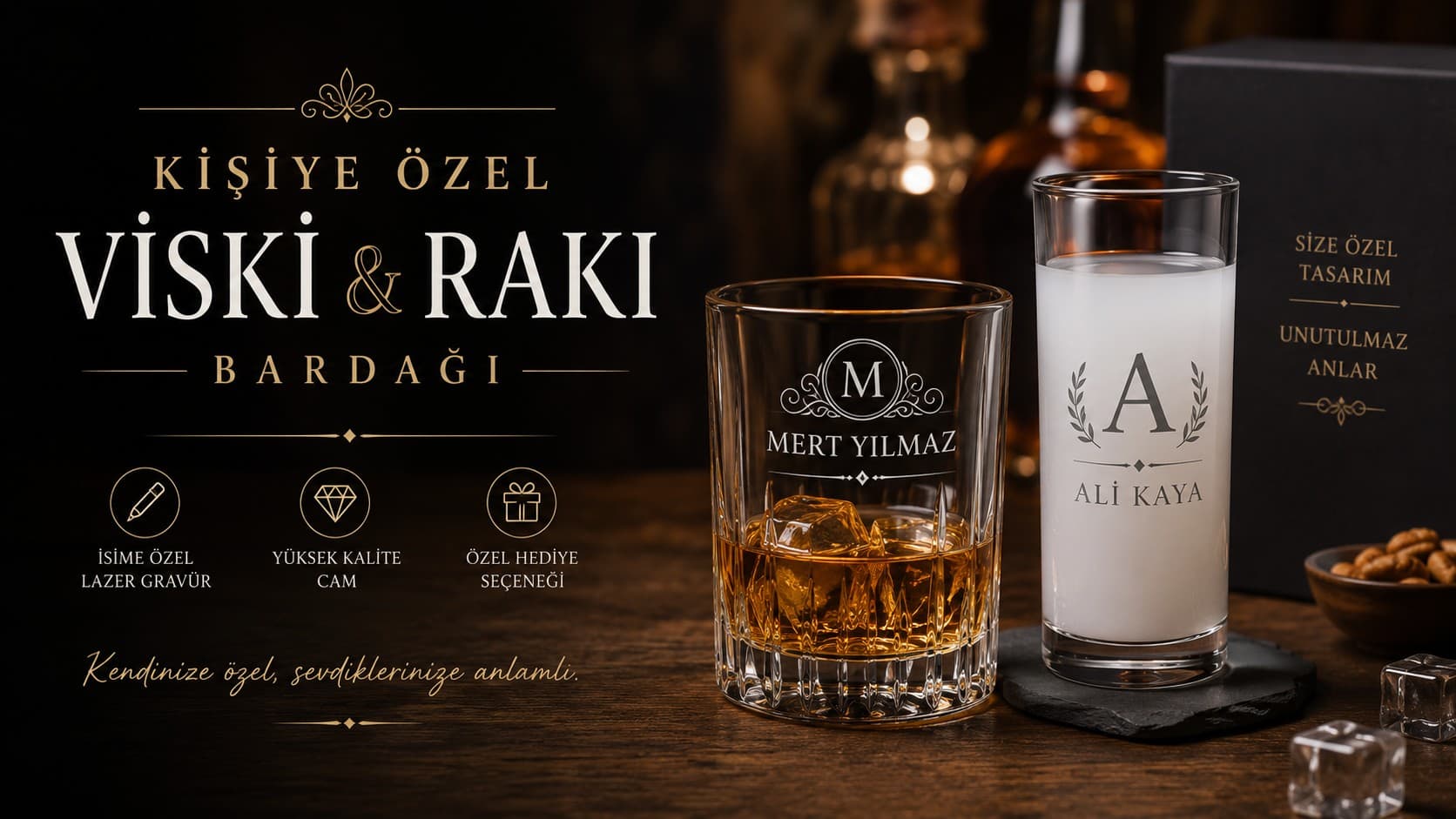 Kişiye Özel Viski ve Rakı Bardakları ile Fark Yaratın